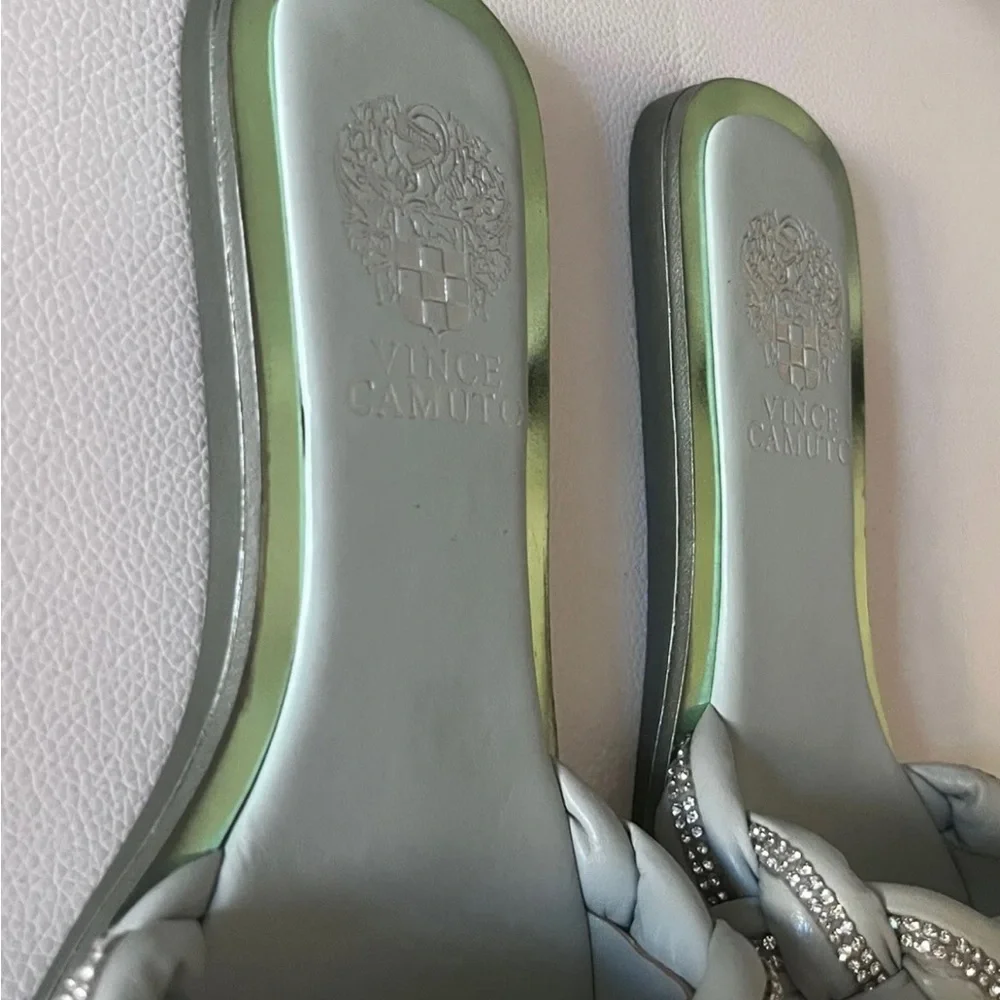 Vince Camuto Belmiya Metallic Beaded Braided Sandal In Mint Green Pistachio NWT - Picture 9 of 11